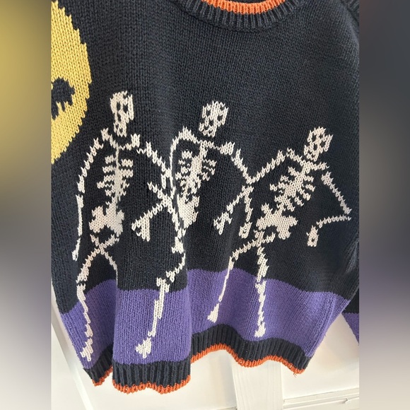 Belle Pointe vintage dancing skeletons full moon bats size large - Picture 4 of 9